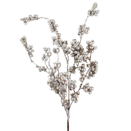 18” Silver Platinum Dew Berry Christmas Spray