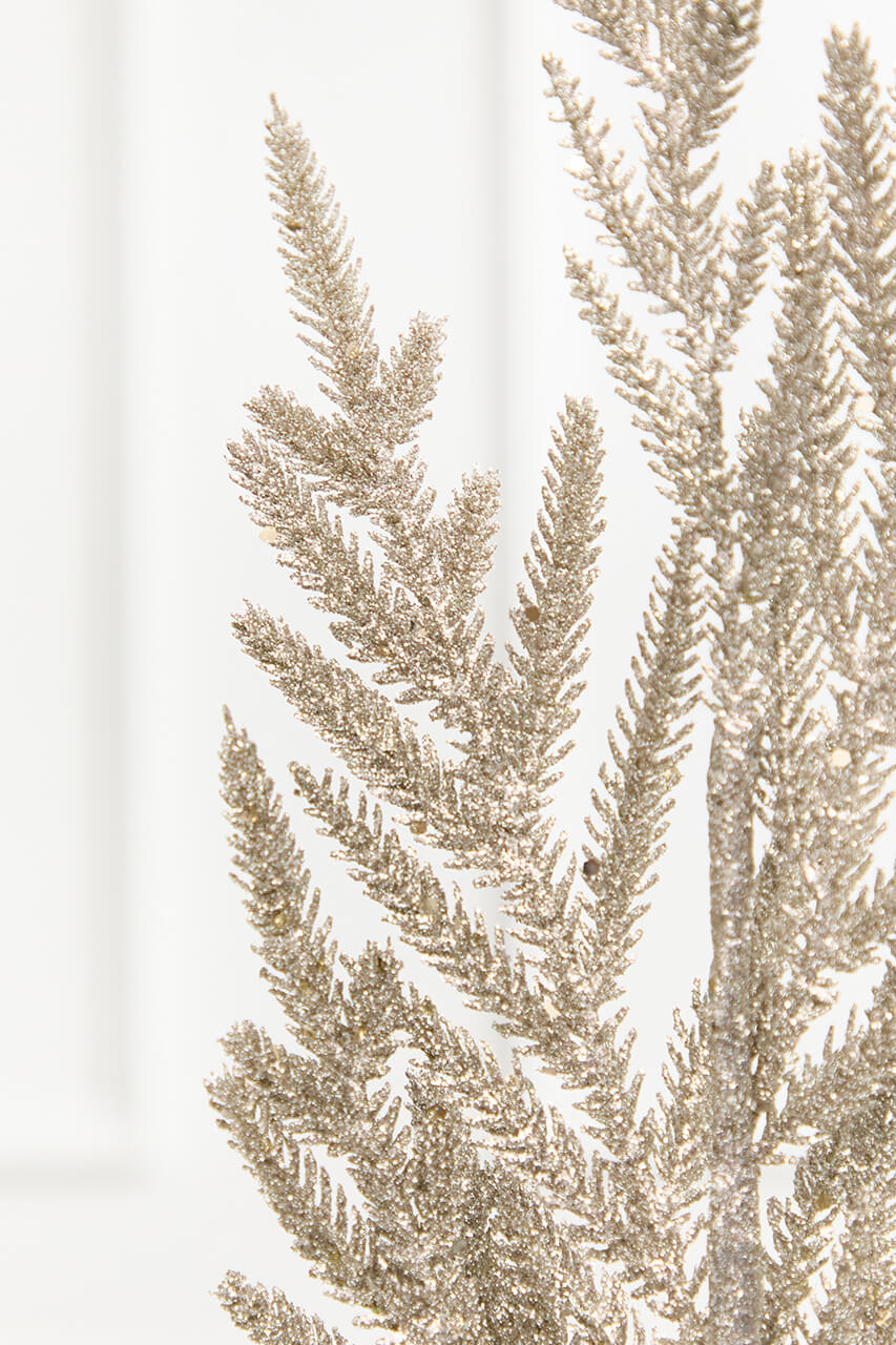 33" Platinum Glitter Fern Spray