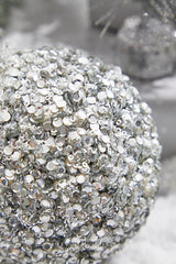 5” Platinum Sequins & Jewels Ball Ornament