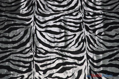 Zebra Flocking Taffeta Polyester Fabric - Zebra Flocking Pattern, 58/60" Width (1 Yard)