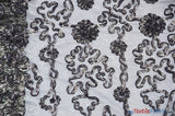 Luxury Organza Embroidery Polyester Fabric - Sheer Ribbon Embroidery, 54" Width, Multiple Colors (1 Yard)