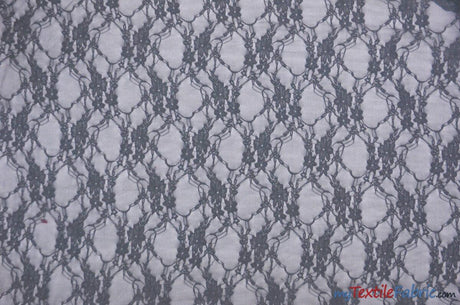 Giselle Floral Lace Polyester Spandex Fabric - Sheer Vintage Stretch Lace, 58/60" Width, Multiple Colors (1 Yard)