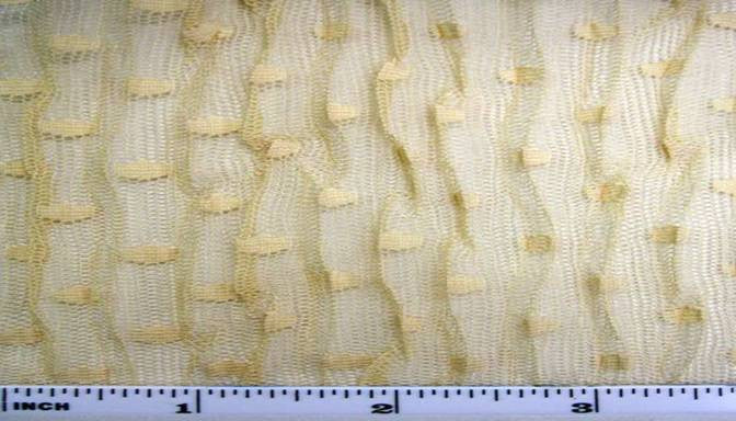 Pleated Raschel Lace Beige Polyester Fabric - Beige Pleated Lace, 54/55" Width