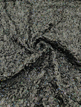 Pleated Stretch Satin Ruffle Lace Trim With Hologram Sequin Fabric - Multi Color Pleated Ruffle, 24" Width (1 Yard)