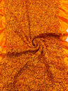 Pleated Stretch Satin Ruffle Lace Trim With Hologram Sequin Fabric - Multi Color Pleated Ruffle, 24" Width (1 Yard)