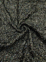 Pleated Stretch Satin Ruffle Lace Trim With Hologram Sequin Fabric - Multi Color Pleated Ruffle, 24" Width (1 Yard)
