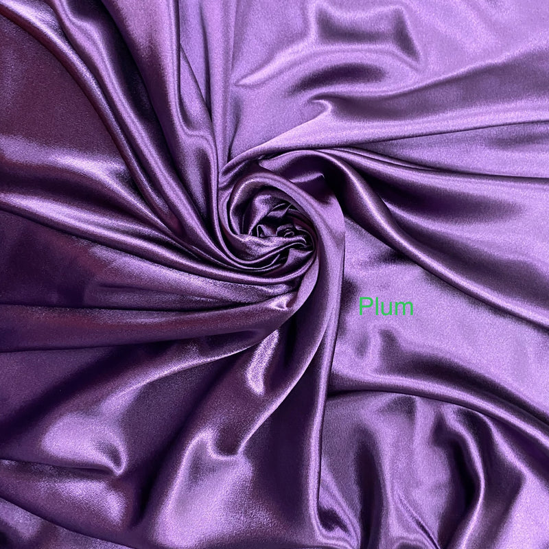 Crepe Satin Polyester Fabric - Plum, Shiny One Side Matte The Other, 58" Width (1 Yard)