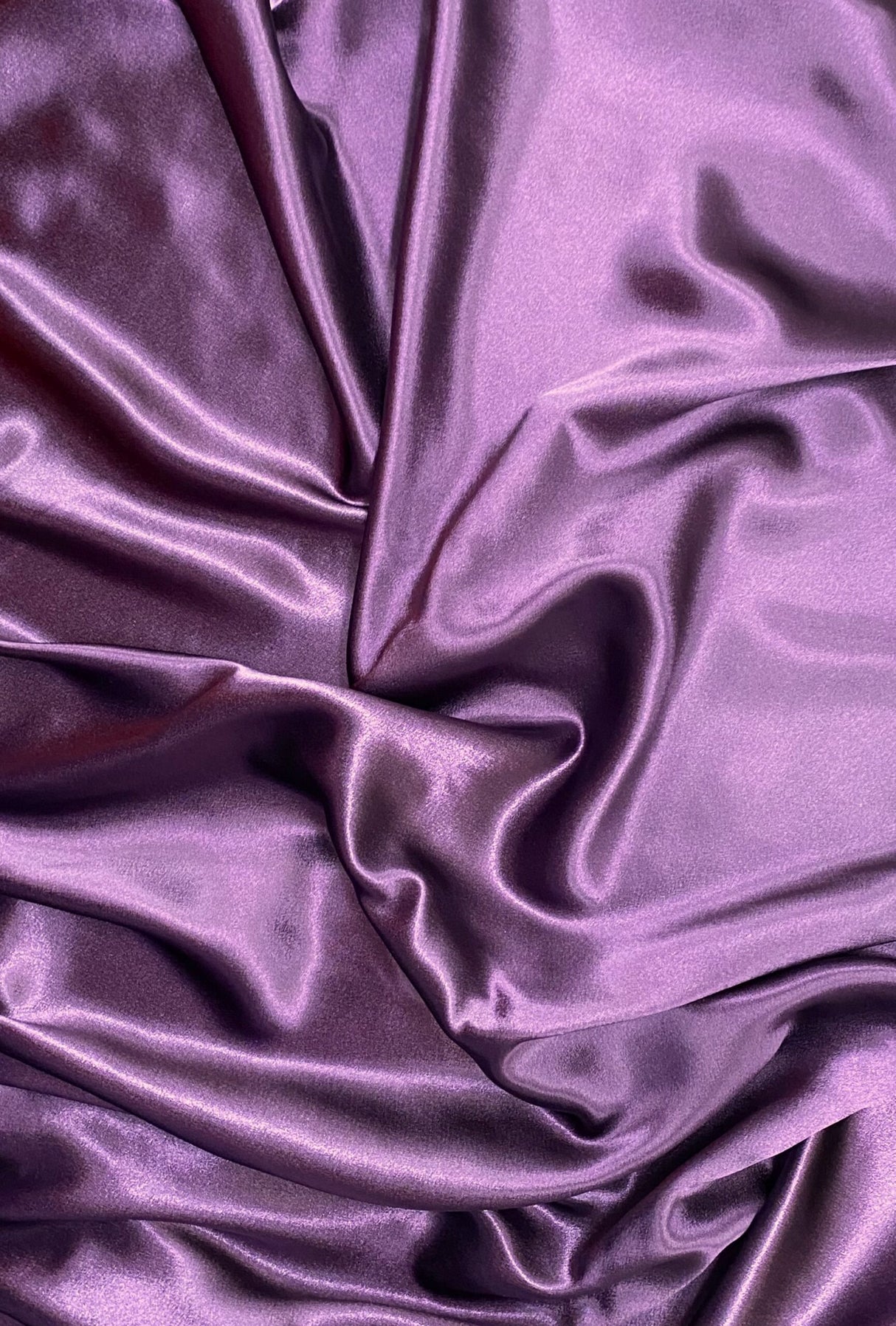Crepe Satin Polyester Fabric - Plum, Shiny One Side Matte The Other, 58" Width (1 Yard)
