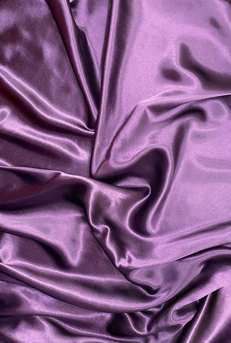 Crepe Satin Polyester Fabric - Plum, Shiny One Side Matte The Other, 58" Width (1 Yard)