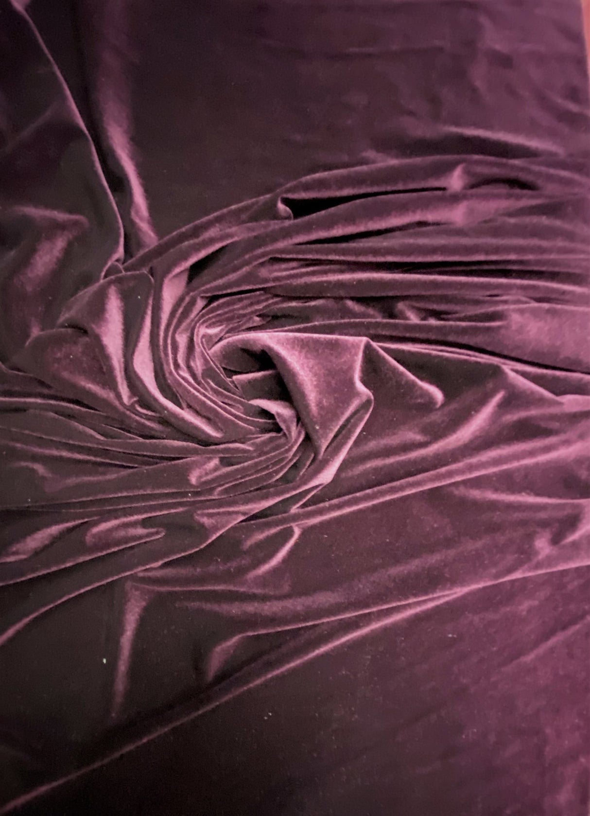 Plum Stretch Velvet Fabric - Plum, 58"-60" Width (1 Yard)