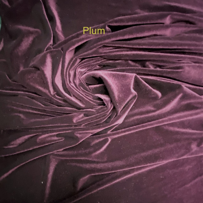 Plum Stretch Velvet Fabric - Plum, 58"-60" Width (1 Yard)
