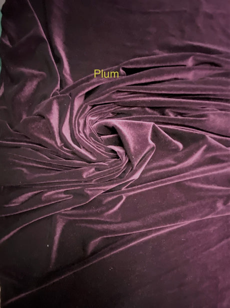 Plum Stretch Velvet Fabric - Plum, 58"-60" Width (1 Yard)