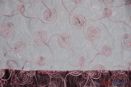 Donatello Organza Embroidery Fabric - Embroidered Floral Sheer, 54" Width, Multiple Colors (1 Yard)
