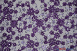 Luxury Mesh Embroidery Polyester Fabric - Embroidered Floral Mesh, 54" Width, Champagne (1 Yard)