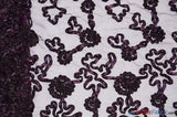 Luxury Organza Embroidery Polyester Fabric - Sheer Ribbon Embroidery, 54" Width, Multiple Colors (1 Yard)