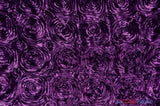 Rosette Satin Polyester Fabric - 3D Satin Floral Embroidery, 52/54" Width (Yards, Bolts, Sample Swatch)