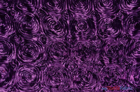 Rosette Satin Polyester Fabric - 3D Satin Floral Embroidery, 52/54" Width (Yards, Bolts, Sample Swatch)