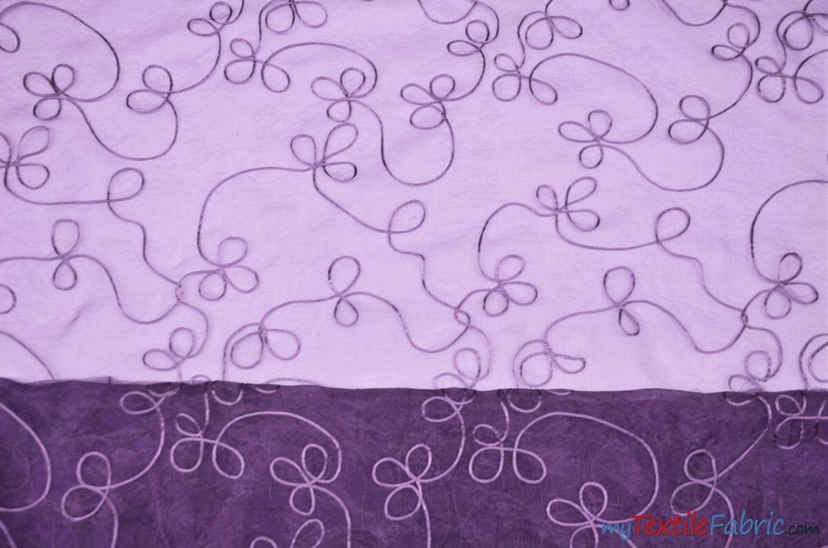 Fantasia Sheer Organza Embroidery Fabric - Embroidered Floral Sheer, 54" Width, Multiple Colors (1 Yard)