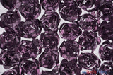 Rosette Satin Bordeaux Polyester Fabric - 3D Floral Satin Embroidered On A Mesh, Bordeaux, 52" Width (1 Yard)