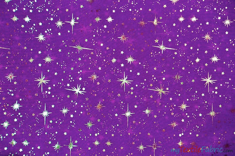 Shooting Star Foil Organza Polyester Fabric - Sheer Silver Metallic Star, 58/60" Width (1 Yard)