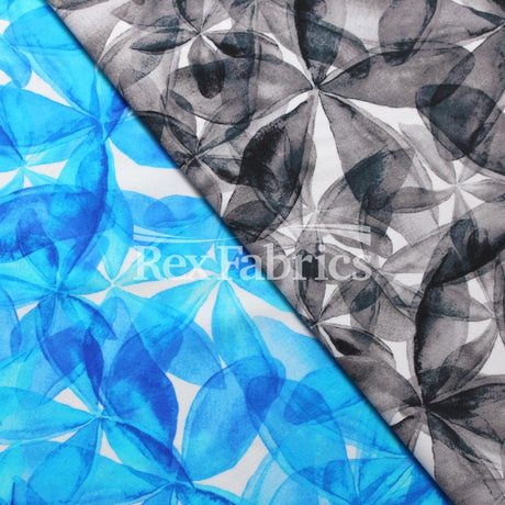 Plumeria Nylon Spandex Fabric - Black/White, Blue/White, Pink/White Floral Print, 58/60" Width (1 Yard)