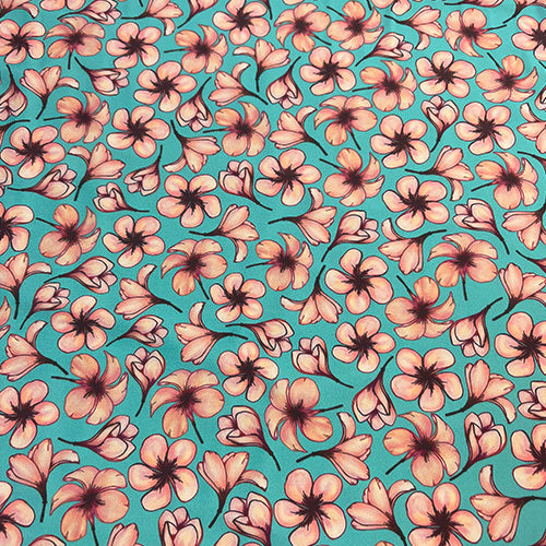 Swim Knit Nylon Spandex Plumeria Floral