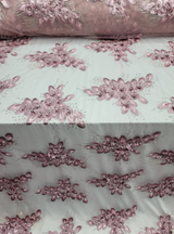 3D Floral Beaded Lace Dusty Rose