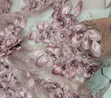 3D Floral Beaded Lace Dusty Rose