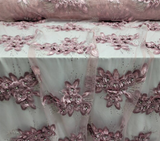 3D Floral Beaded Lace Dusty Rose