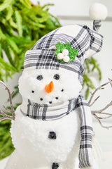 12" Snowman with Stocking Cap - Red / Black