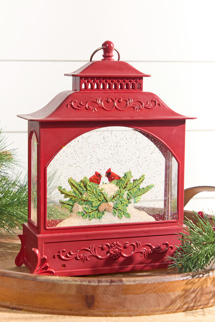 11" LED Cardinal Lantern Waterglobe