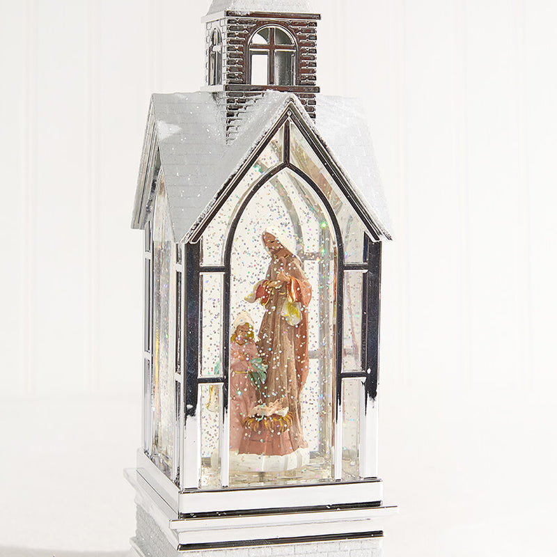 12" LED Nativity in Church Waterglobe