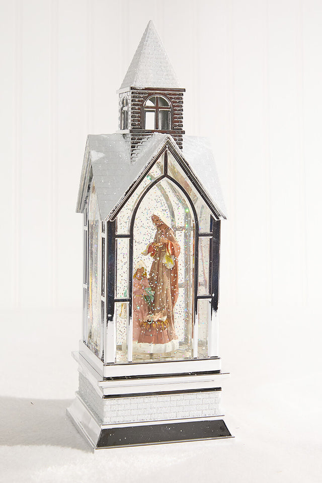 12" LED Nativity in Church Waterglobe