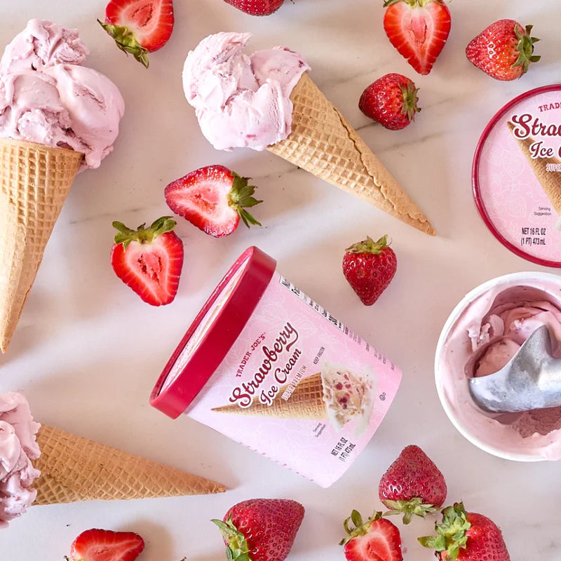 Strawberry Ice Cream Creamy Fruit Rich Frozen Dessert 1 Pint