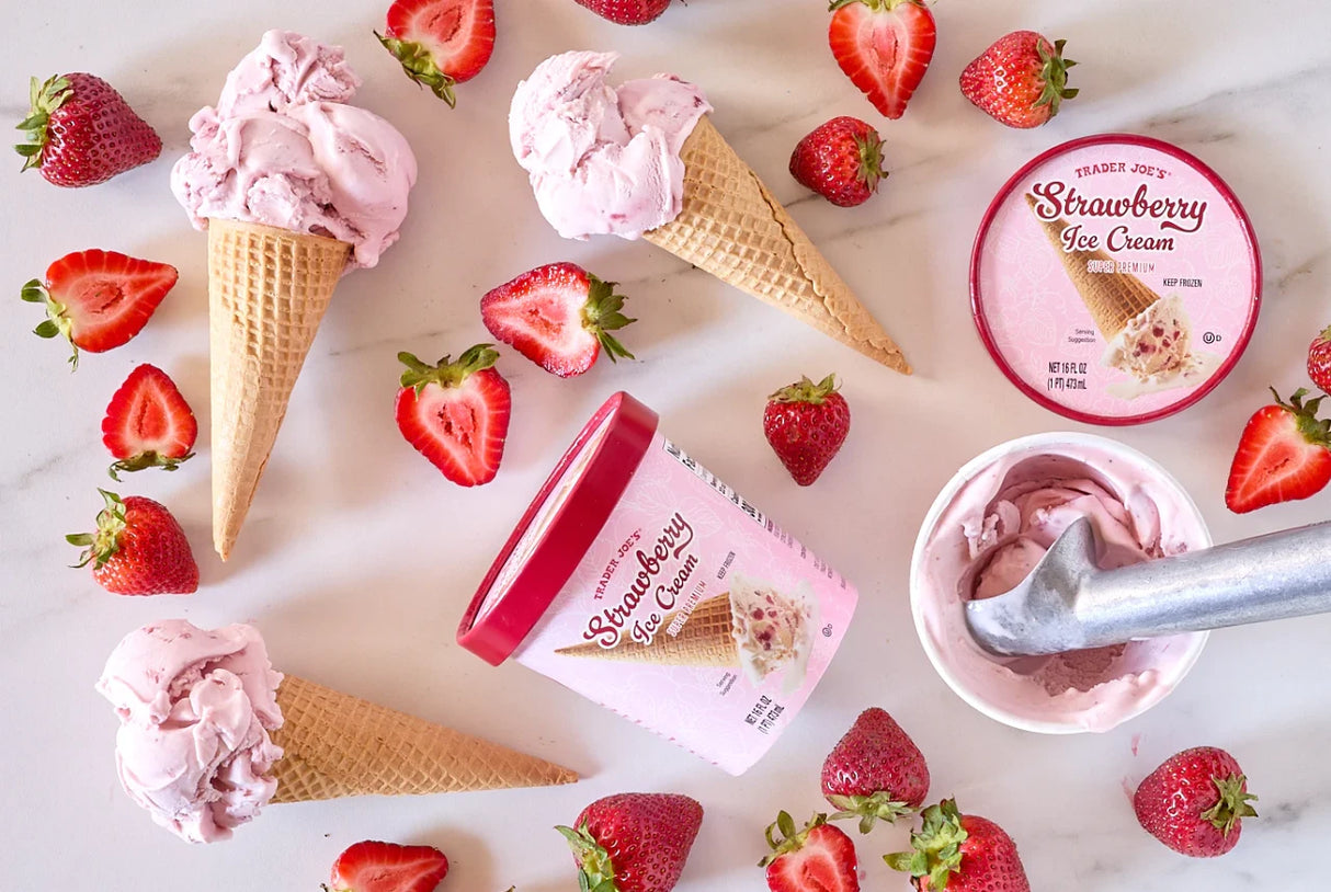 Strawberry Ice Cream Creamy Fruit Rich Frozen Dessert 1 Pint