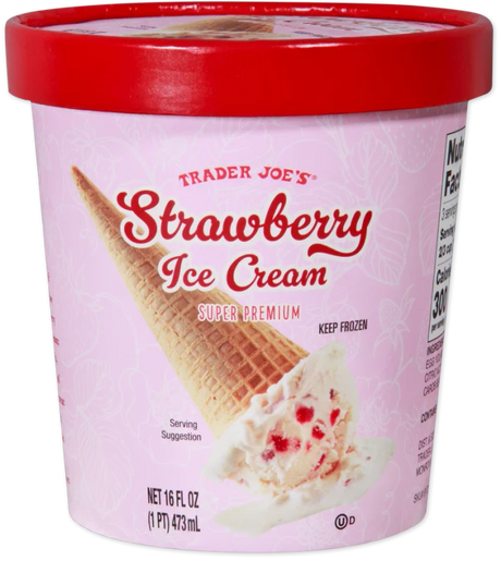 Strawberry Ice Cream Creamy Fruit Rich Frozen Dessert 1 Pint