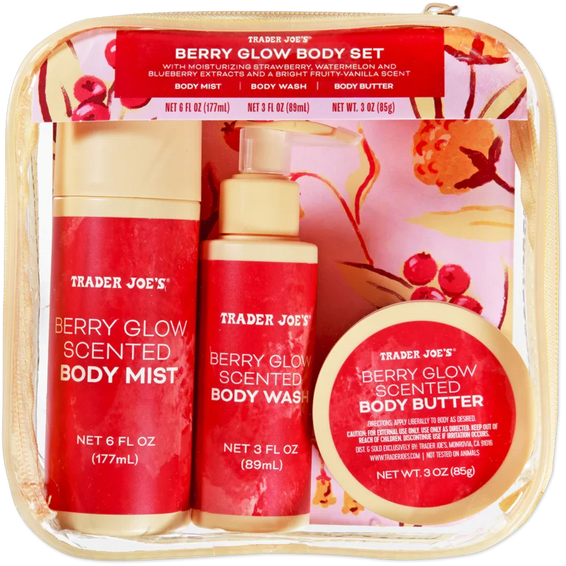 Berry Glow Body Set Travel Size Hydrating Body Care Trio Gift Set