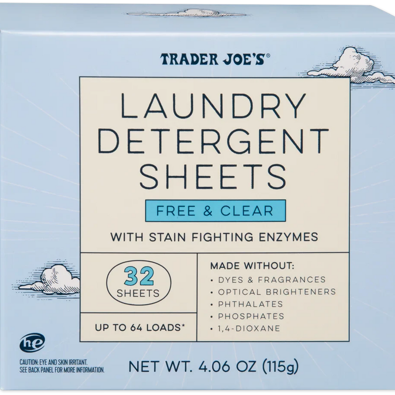 Laundry Detergent Sheets Free Clear 32 Pack HE Safe Eco Friendly