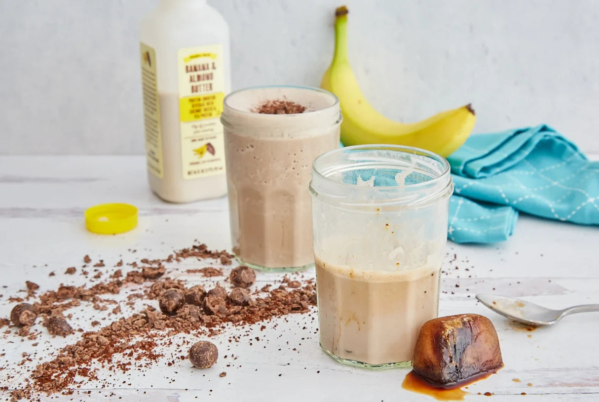 Banana Almond Butter Protein Smoothie – Creamy Fitness Energy Drink 16 Fl Oz