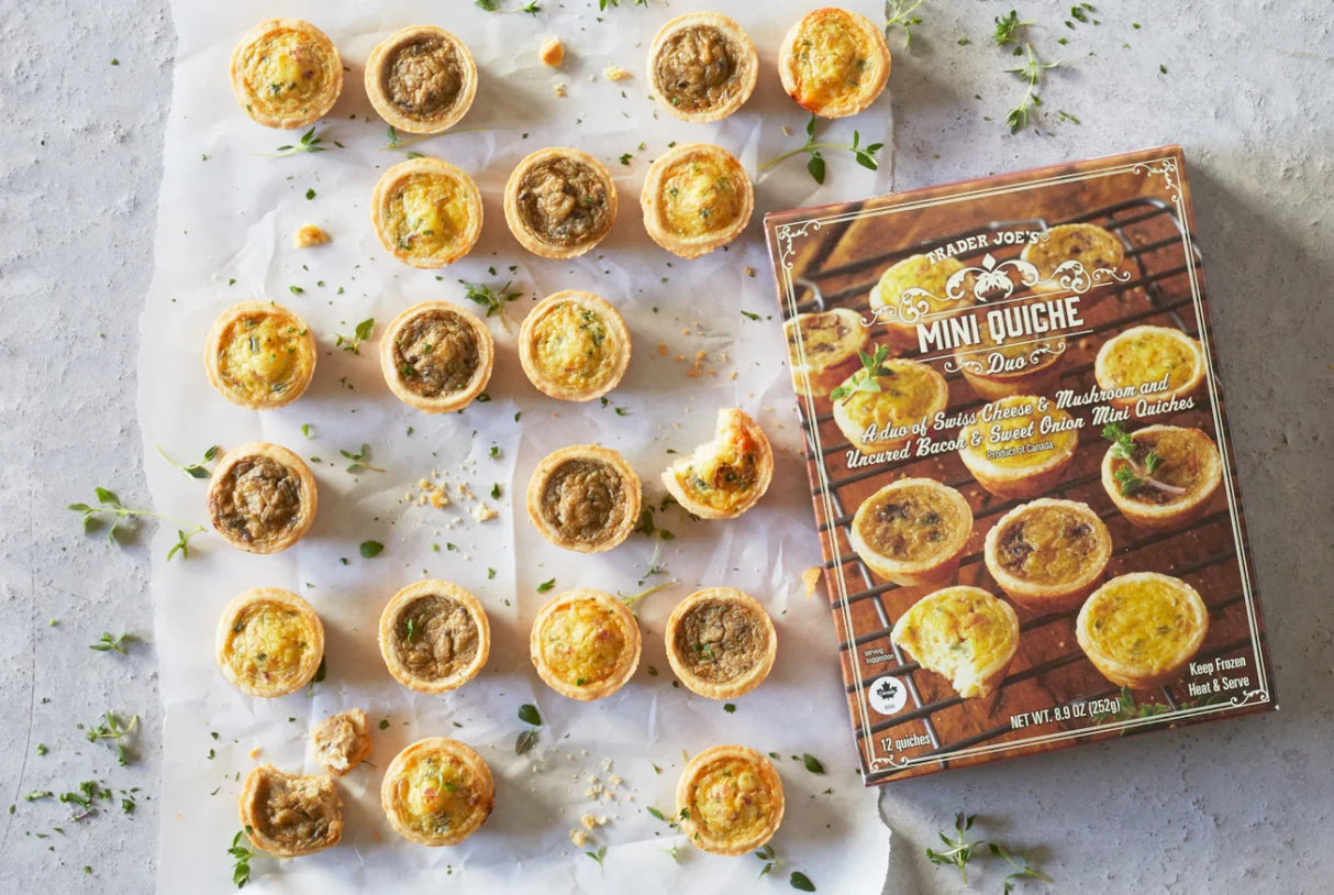 Mini Quiche Duo Frozen Appetizer Savory Cheese & Bacon Bites 8.9 Oz
