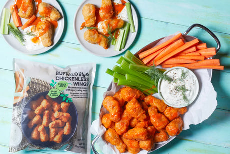 Buffalo Style Chickenless Wings Vegan Spicy Frozen Snack 12 Oz