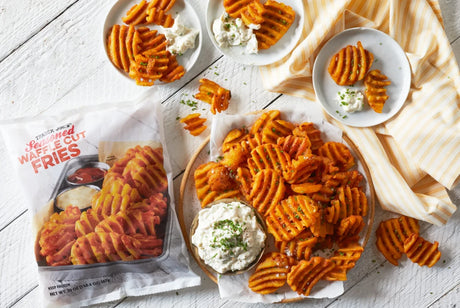 Seasoned Waffle Cut Fries Crispy Vegan Frozen Potato Fries 20 Oz