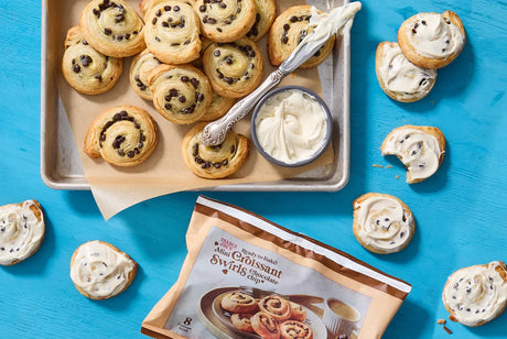 Mini Chocolate Chip Croissant Swirls Frozen Ready to Bake Pastry 8.5 Oz