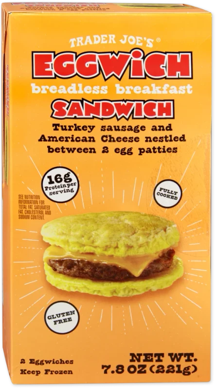 Eggwich Breadless Breakfast Sandwich High Protein Low Carb 7.8 Oz