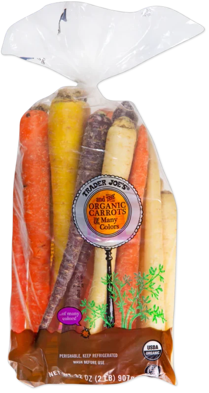 Organic Carrots of Many Colors Fresh Rainbow Carrots for Salads, Snacks, and Recipes - 2 Lb