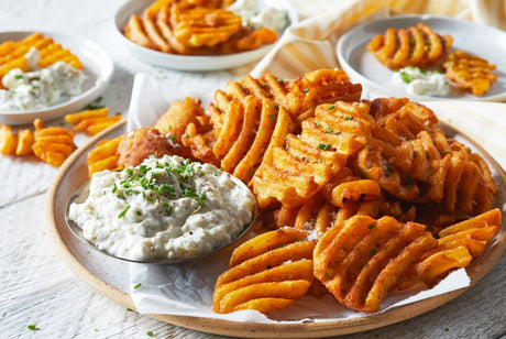 Seasoned Waffle Cut Fries Crispy Vegan Frozen Potato Fries 20 Oz