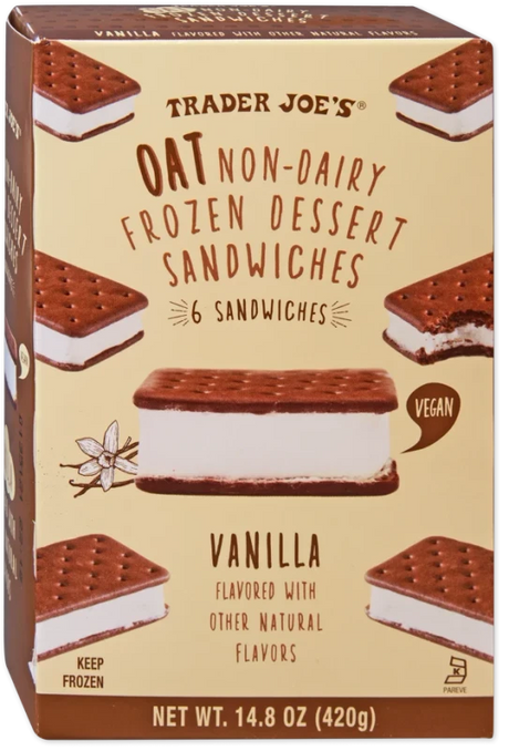 Oat Non Dairy Ice Cream Sandwiches Vegan Frozen Dessert 14.8 Fl Oz
