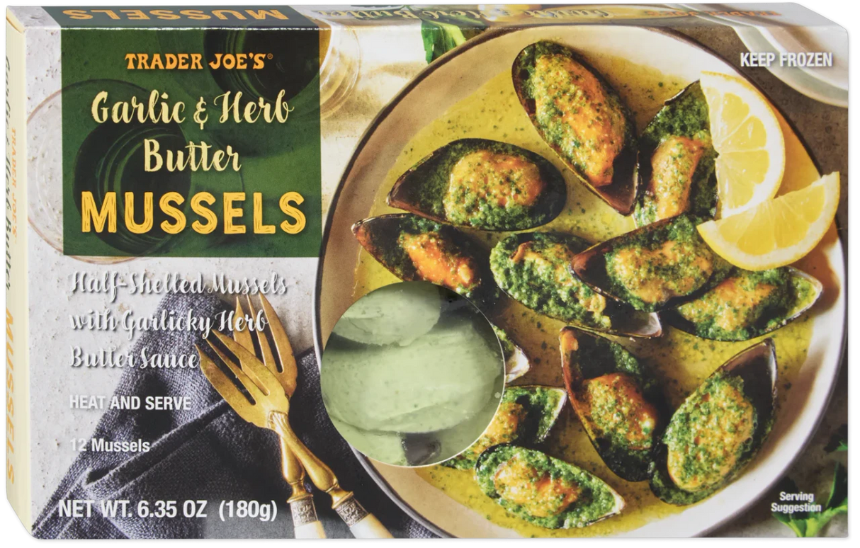 Garlic Herb Butter Mussels Frozen Cooked Seafood Appetizer 6.35 Oz