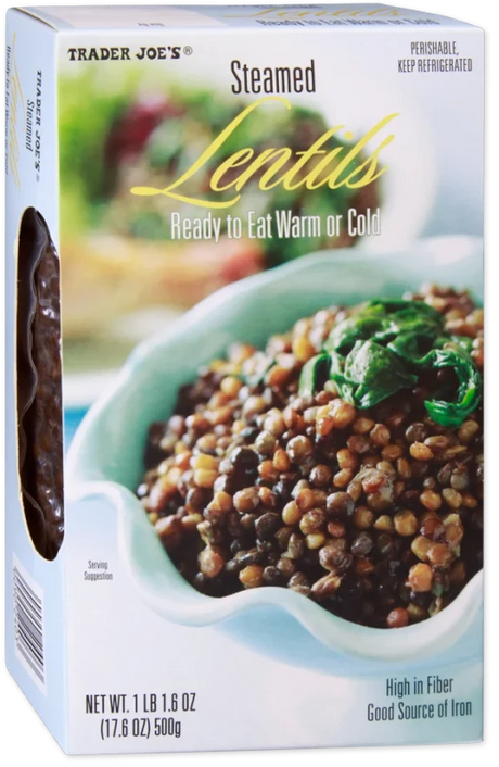 Steamed Lentils Ready-to-Eat Small Seasoned Lentils for Salads Soups and Recipes - 17.63 Oz