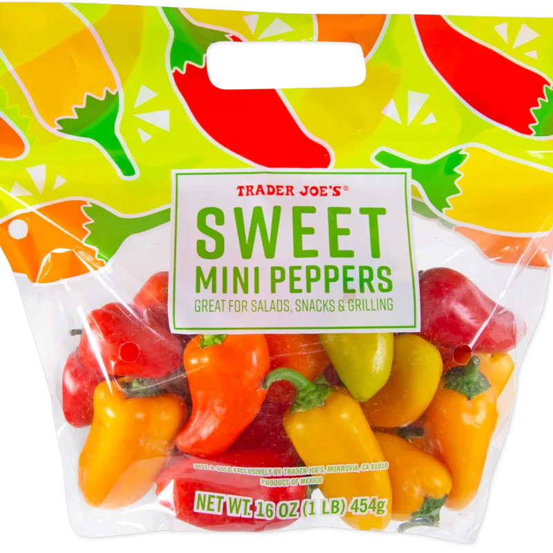 Sweet Mini Peppers Colorful Seedless Crisp Fruit for Snacking, Salads, and Recipes - 1 Lb
